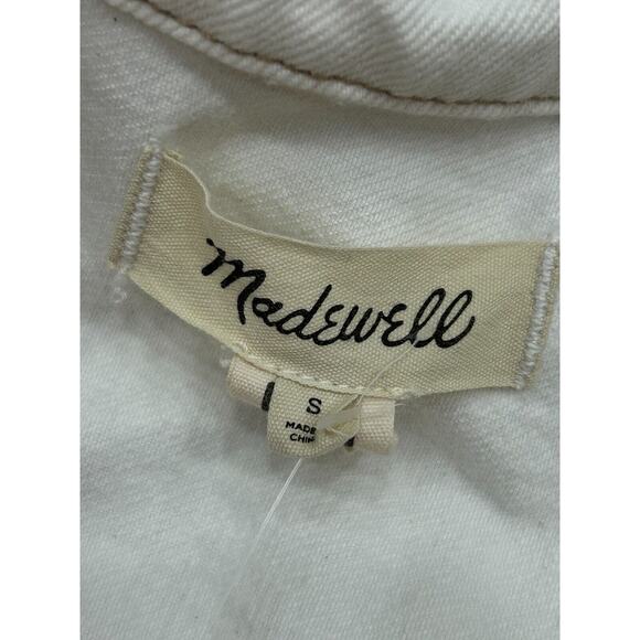 Madewell Women's Collared Button Up Crop Denim Jacket In Tile White Size Small - Picture 4 of 8